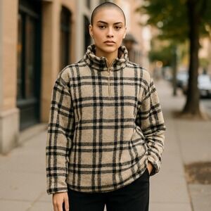 Koolaburra by‎ UGG Plaid Fleece Pullover Quarter Zip Jacket Women's Medium